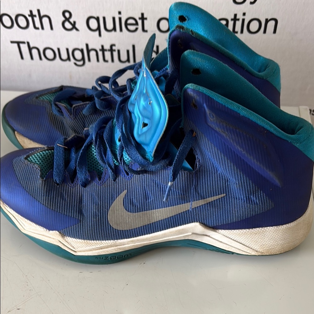 Nike Teal and Blue Basketball Shoes